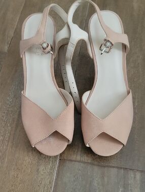 Nine West Blush Nude Peep-Toe Slingback Heels